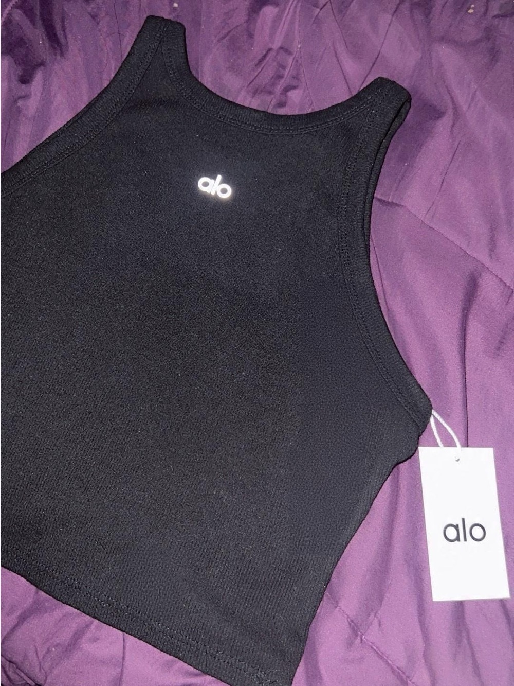 Alo Women’s Black Ribbed Crop Tank